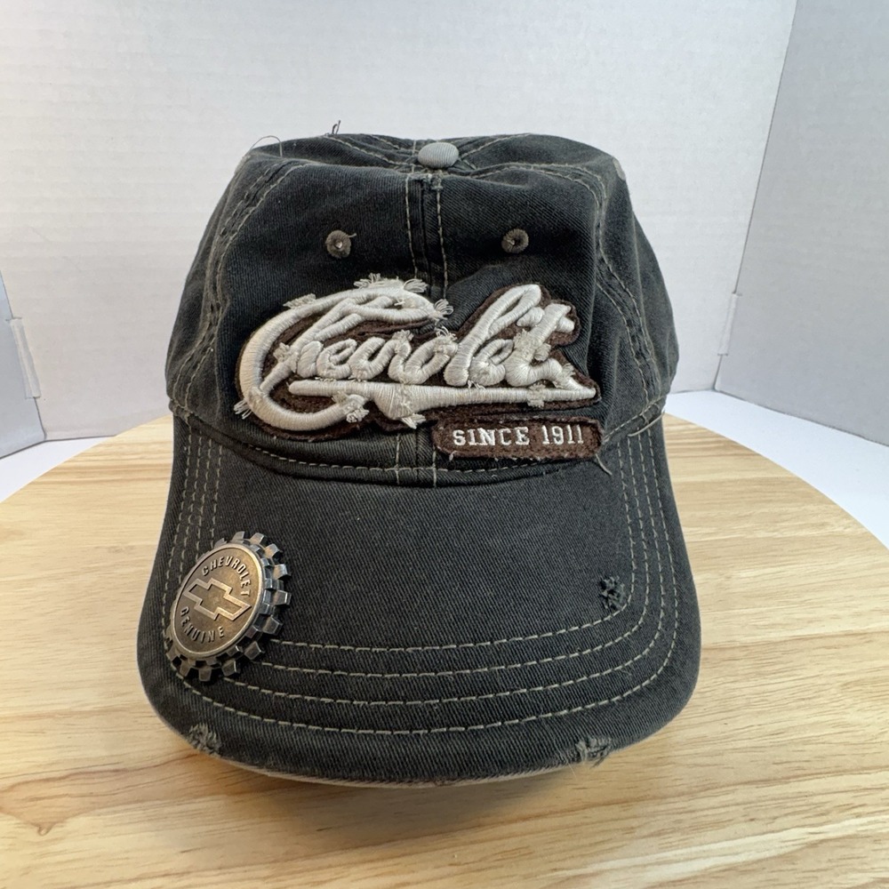 Chevrolet Chevy Distressed Dark Gray Baseball Hat Cap SnapBack Bottle Opener